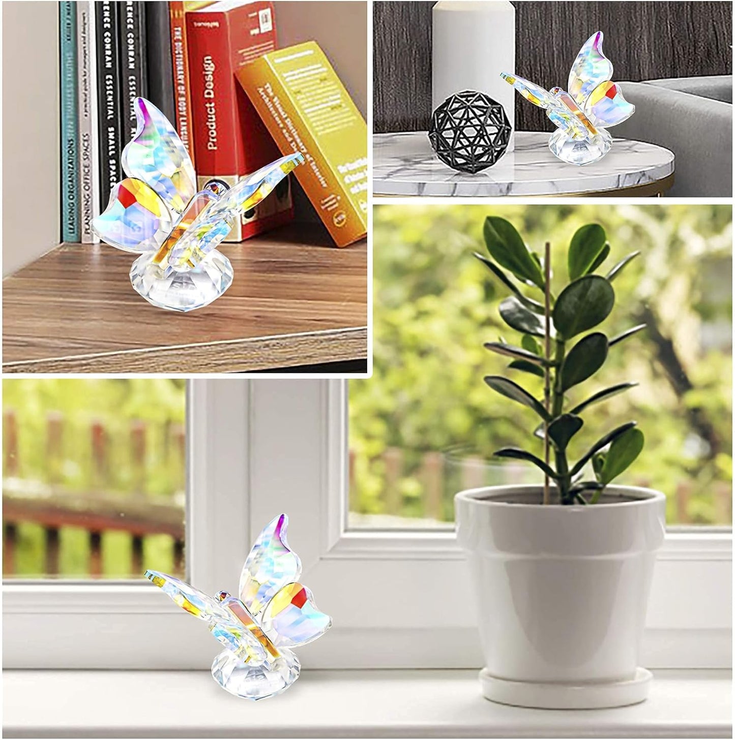 H&D HYALINE & DORA Crystal Cut Butterfly Animal Ornament Decoration for Office Table Home Bedroom