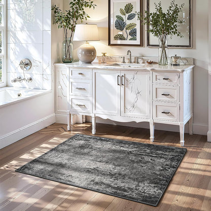 Ompaa 2x6 Rug Runners for Hallways Kitchen Runner Rug Non Slip Washable Grey Long Runner Rugs with Rubber Backing Soft Abstract Carpet Runner for Hallways, Kitchen, Bedroom, Bathroom, Entryway - Colors A