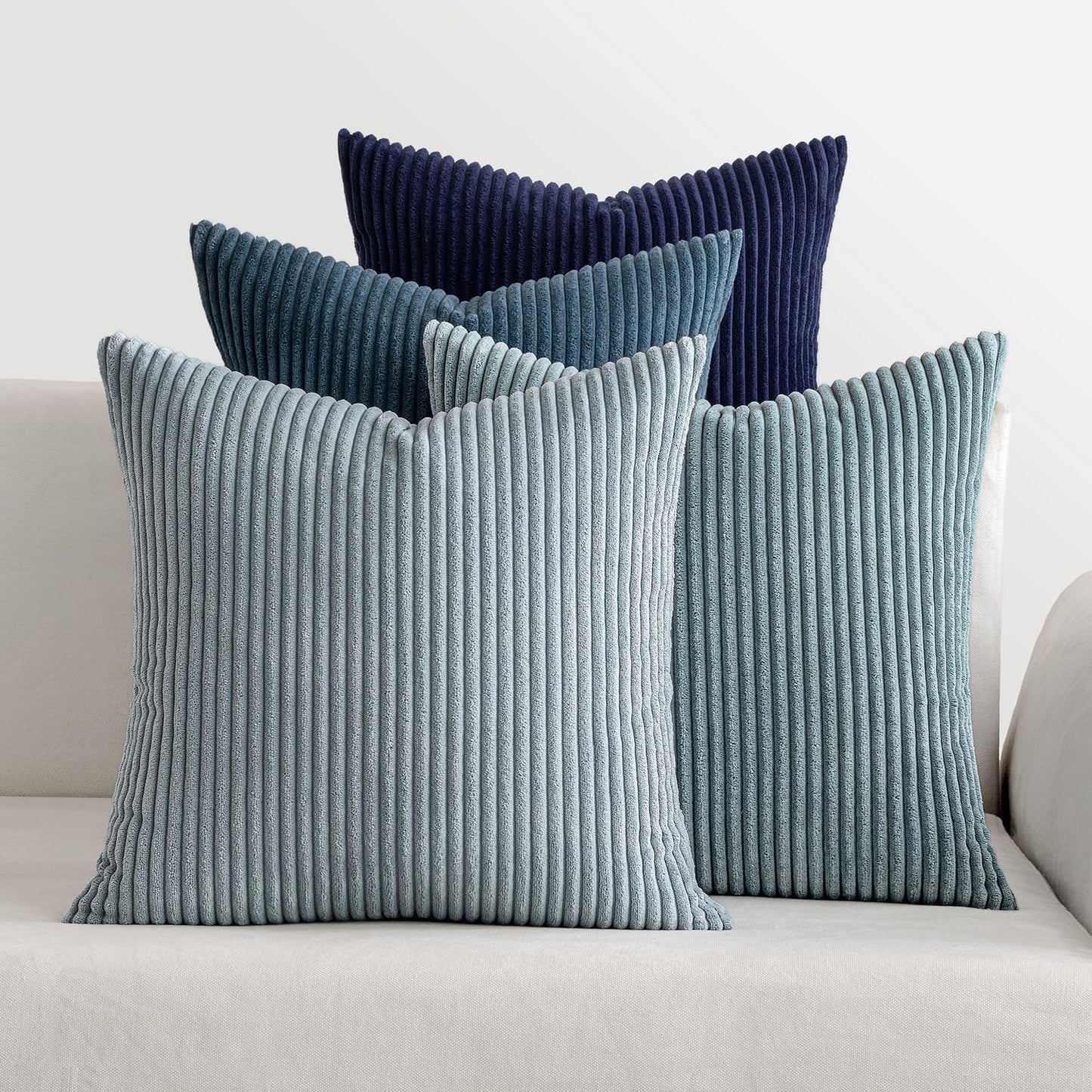 MIULEE Boho Farmhouse Sage Green Throw Pillow Covers 18x18 Inch Set of 4 Mordern Nordic Cushion Covers Soft Corduroy Spring Home Decor for Couch Bed Sofa Living Room Forest Green