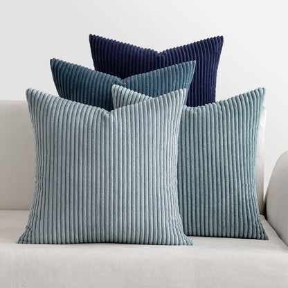 MIULEE Boho Farmhouse Sage Green Throw Pillow Covers 18x18 Inch Set of 4 Mordern Nordic Cushion Covers Soft Corduroy Spring Home Decor for Couch Bed Sofa Living Room Forest Green