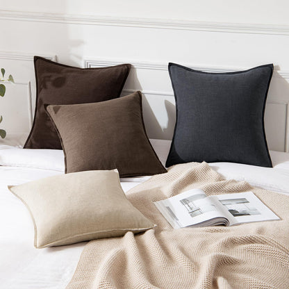 MIULEE Decorative Linen Euro Sham Pillow Covers 26x26 Cream White Boho Farmhouse Neutral Couch Throw Pillows for Bed Pack of 2 Accent Modern Pillowcase Sofa Livingroom Home Decor