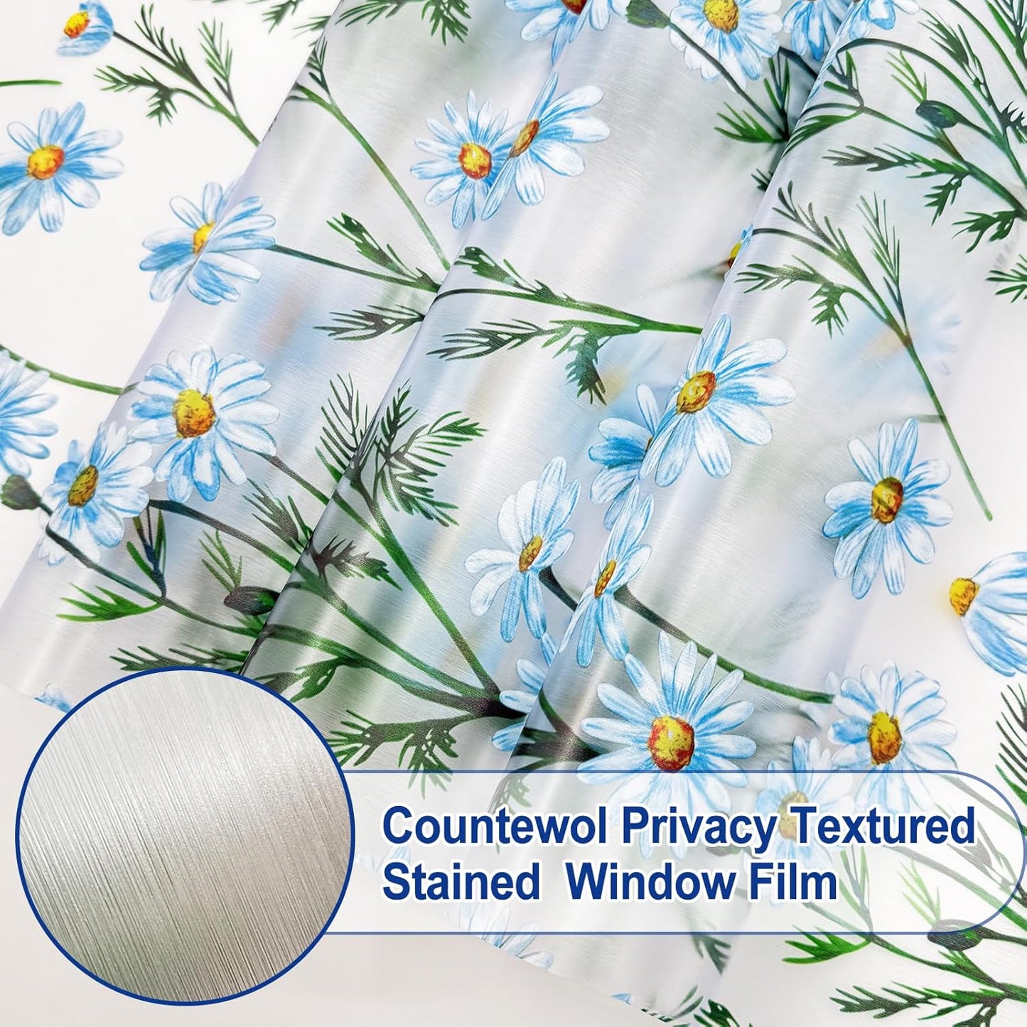 Countewol Window Privacy Film Stain Glass Window Film Rainbow Window Film Window clings Non-Adhesive Reusable Decorative for Room (Leaf Rainbow, 17.5 x 78.7 in)