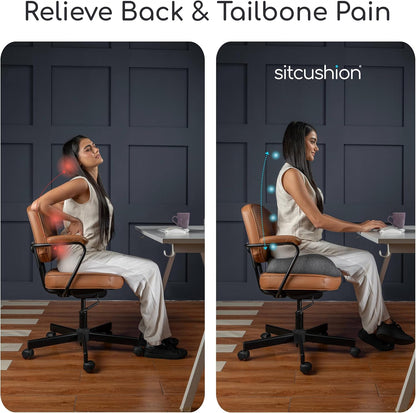 Extra Large Memory Foam Seat Cushions for Office Chairs, Pressure Relief Seat Cushion for Tailbone Pain Relief, Sciatica & Back Pain, Ergonomic Office Chair Cushion for Long Sitting & Driving (Black)