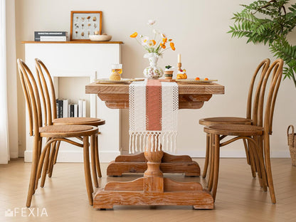FEXIA Boho Table Runner for Thanksgiving Fall Christmas Home Decor with Tassels 72 Inches Long Pottery barn Furniture Farmhouse Rustic Macrame Burlap Table Decoration for Living Room (12x72 Inches)