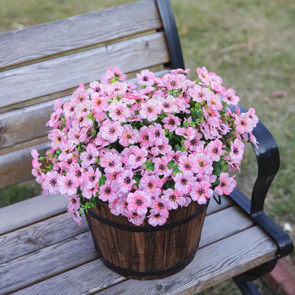 HyeFlora Artificial Flowers for Outdoor Indoor Garden Home Decoration, Faux Flower Daisy with Eucalyptus Leaves Fake Plants Greenery Boxwood Porch Patio, 12 Bundles (Mix Pink Red Purple Yellow)