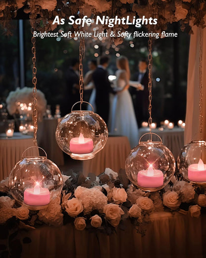 merrynights LED Candles, Tea Lights Candles Battery Operated Bulk, 50-Pack Long-Lasting 200 Hours Flameless Tealight Candles, Realistic Tea Lights for Christmas Halloween Wedding, 1.5'' D X 1.25'' H