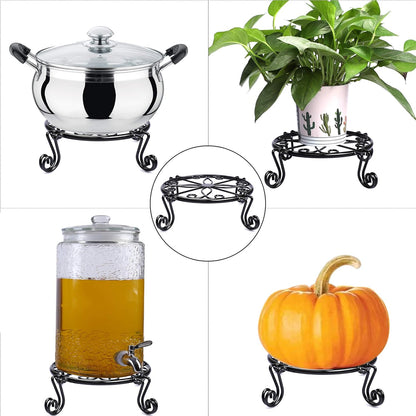 12"x3.1" Black Plant Stand for Flower Pot Heavy Duty Potted Holder Indoor Outdoor Metal Rustproof Iron Garden Container Round Supports Rack for Planter Bronze,Pumpkin Stand Outdoor