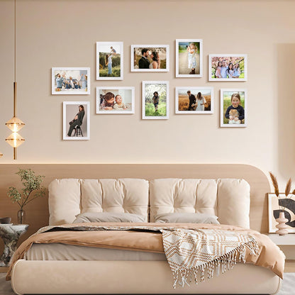 FIXSMITH 10 Pack Picture Frames Collage Wall Decor for Mounting or Tabletop Display, Gallery Wall Frame Set with Two 8x10 Black Frames, Four 5x7 Frames and Four 4x6 Frames, Multi-Pack Photo Frame Set
