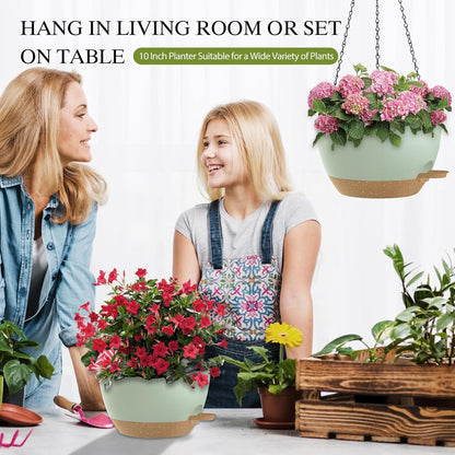 12 Inch Hanging Baskets 2 PC with Chains, Self-Watering Hanging Planters for Indoor Outdoor Plants, Plastic Hanging Flower Pots,Black