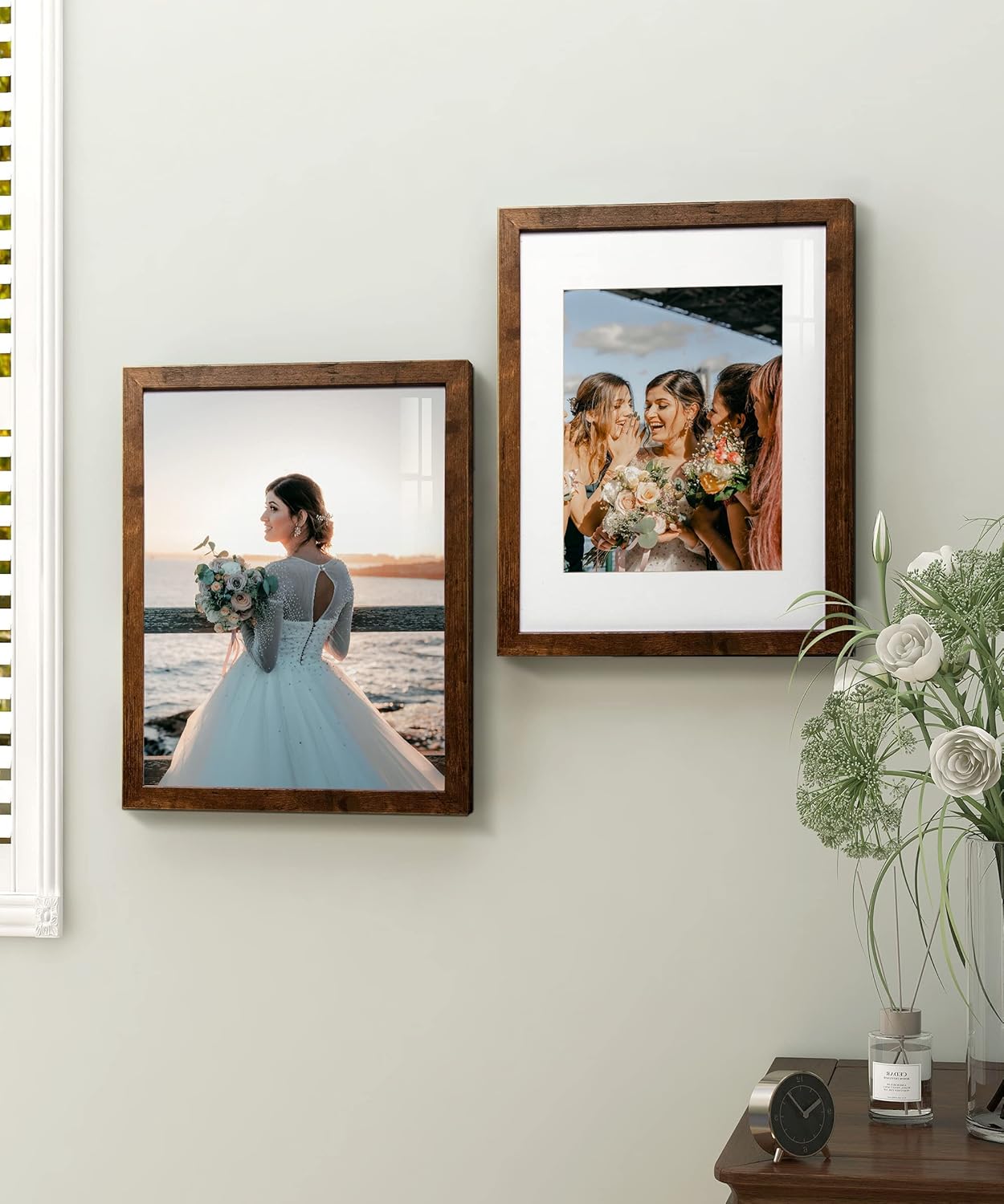 Sonefreiy Floating Picture Frames 8x10 Set of 2, Wooden Photo Frame Double Glass Pressed Flower Frames 5x7 Wall and Tabletop Display Mothers Day Gift for Family Friends Wedding