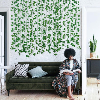 Freyalife Fake Vines for Room Decor(12 Pack 84 Feet) Aesthetic Artificial Plant Ivy Leaves Hanging Greenery Garlands for Home Bedroom Wall Wedding Christmas Party Office Patio Outdoor Garden Décor