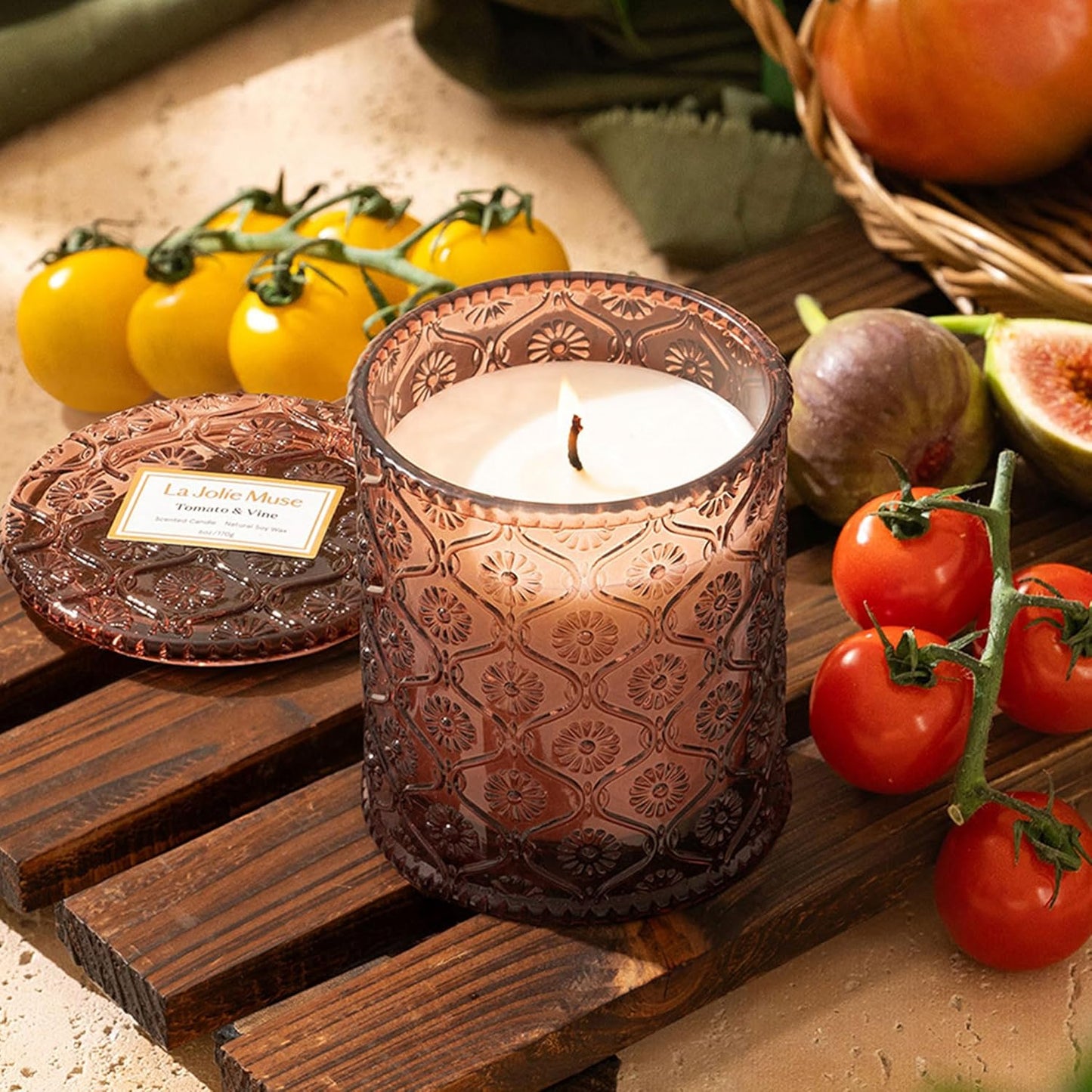 LA JOLIE MUSE Santal Rose Scented Candle – Saffron, Rose & Leather | 6 oz Natural Soy Wax | 40 Hours Clean Burn | Self Care Gifts for Women | Elegant Home Decor