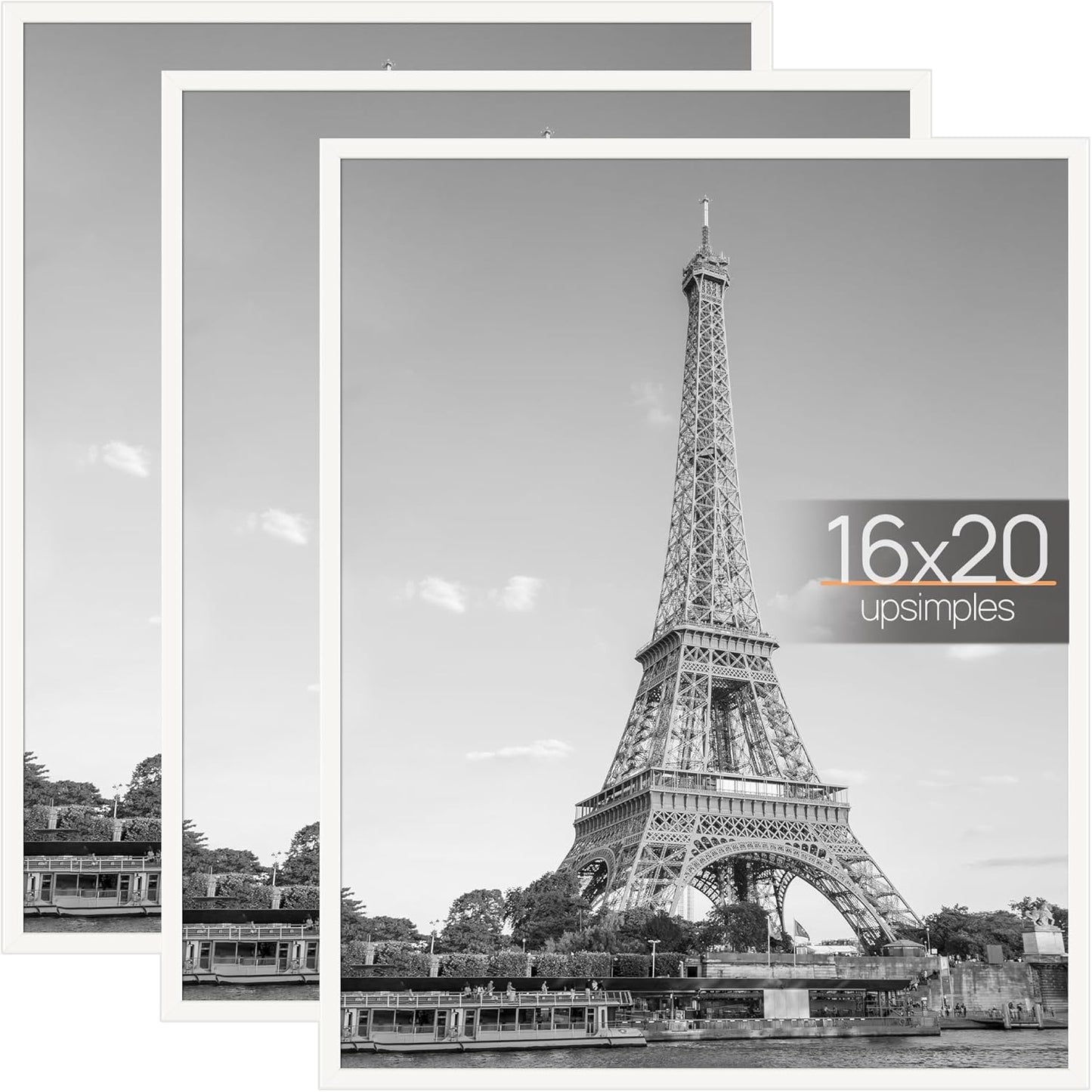 upsimples 24x36 Poster Frame Black 3 Pack, Scratch-Proof Picture Frames 24 x 36 for Photo Gallery - Slide-In Strips, Horizontal or Vertical Wall Mounting