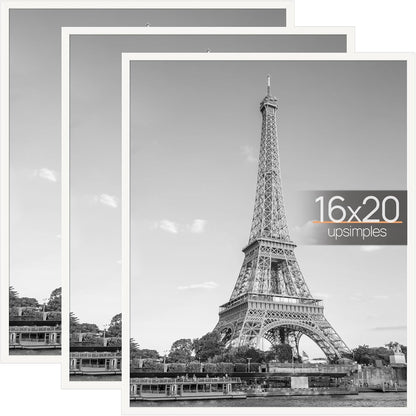 upsimples 24x36 Poster Frame Black 3 Pack, Scratch-Proof Picture Frames 24 x 36 for Photo Gallery - Slide-In Strips, Horizontal or Vertical Wall Mounting