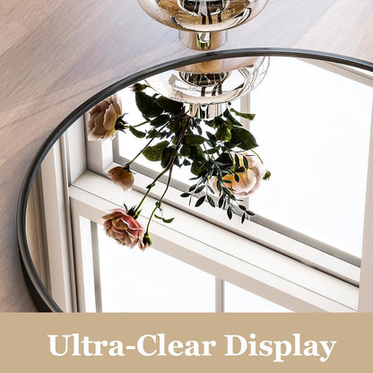 HARRITPURE Arched Wall Mirror 24"x36" – Black Metal Frame Vanity Mirrors for Bedroom, Entryway, Living Room Decor