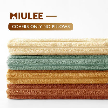 MIULEE Boho Farmhouse Sage Green Throw Pillow Covers 18x18 Inch Set of 4 Mordern Nordic Cushion Covers Soft Corduroy Spring Home Decor for Couch Bed Sofa Living Room Forest Green