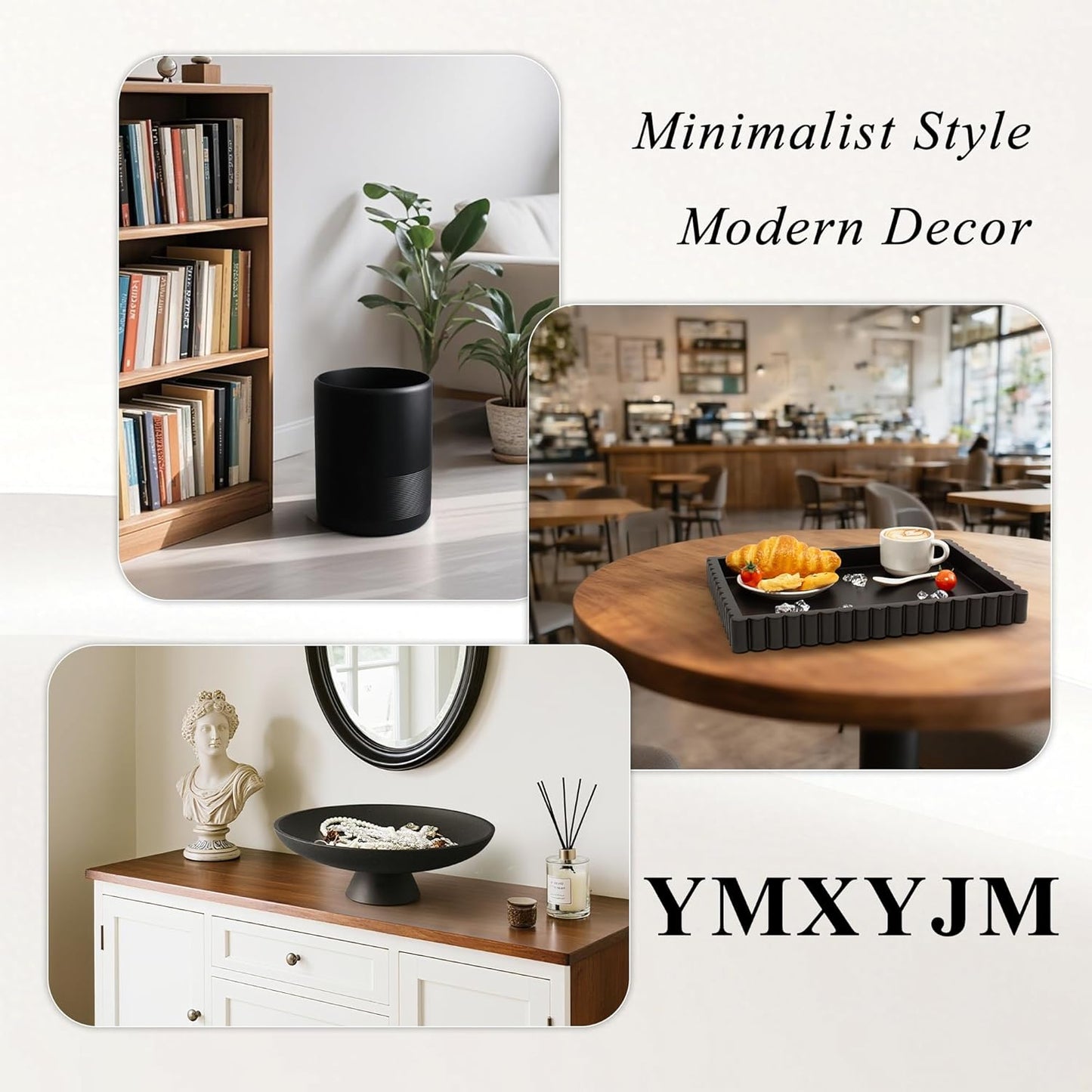 YMXYJM-Scalloped Coffee Table Tray，Ottoman Tray for Modern Home Decor. 14" Decorative Tray for Entryway Table Decor, Living Room Table Decor, Coffee Table Centerpiece - Beige Resin