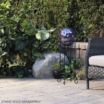 Alpine Corporation 10" Diameter Indoor/Outdoor Glass Mosaic Gazing Globe Yard Decoration, Purple Pearlized Petals Design