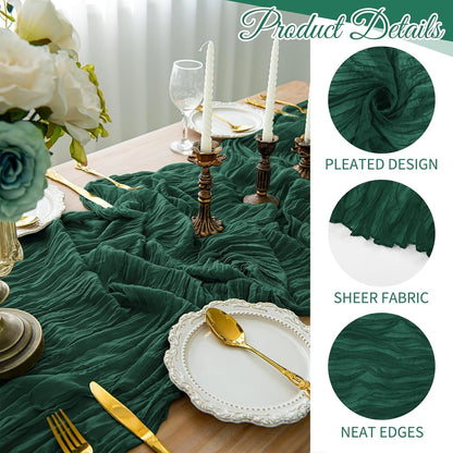 10 Pack Beige Cheesecloth Table Runner 17x108 Inch Boho Gauze Cheese Cloth Table Runners for Wedding Party Baby Shower Birthday Home Decor