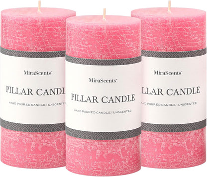 3x6 Inch Sage Green Pillar Candles Set of 3 - Unscented Spring, Long Clean Burning, Large Smokeless Dripless for Home Decor, Dinner Table, Bathroom, Rustic Decor