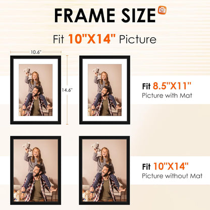 FIXSMITH 8x10 Picture Frame Set of 2, Photo Frame with HD Plexiglass, Display Pictures 5x7 with Mat or 8x10 Without Mat Multi Picture Frames Collage for Tabletop or Wall Display, Black