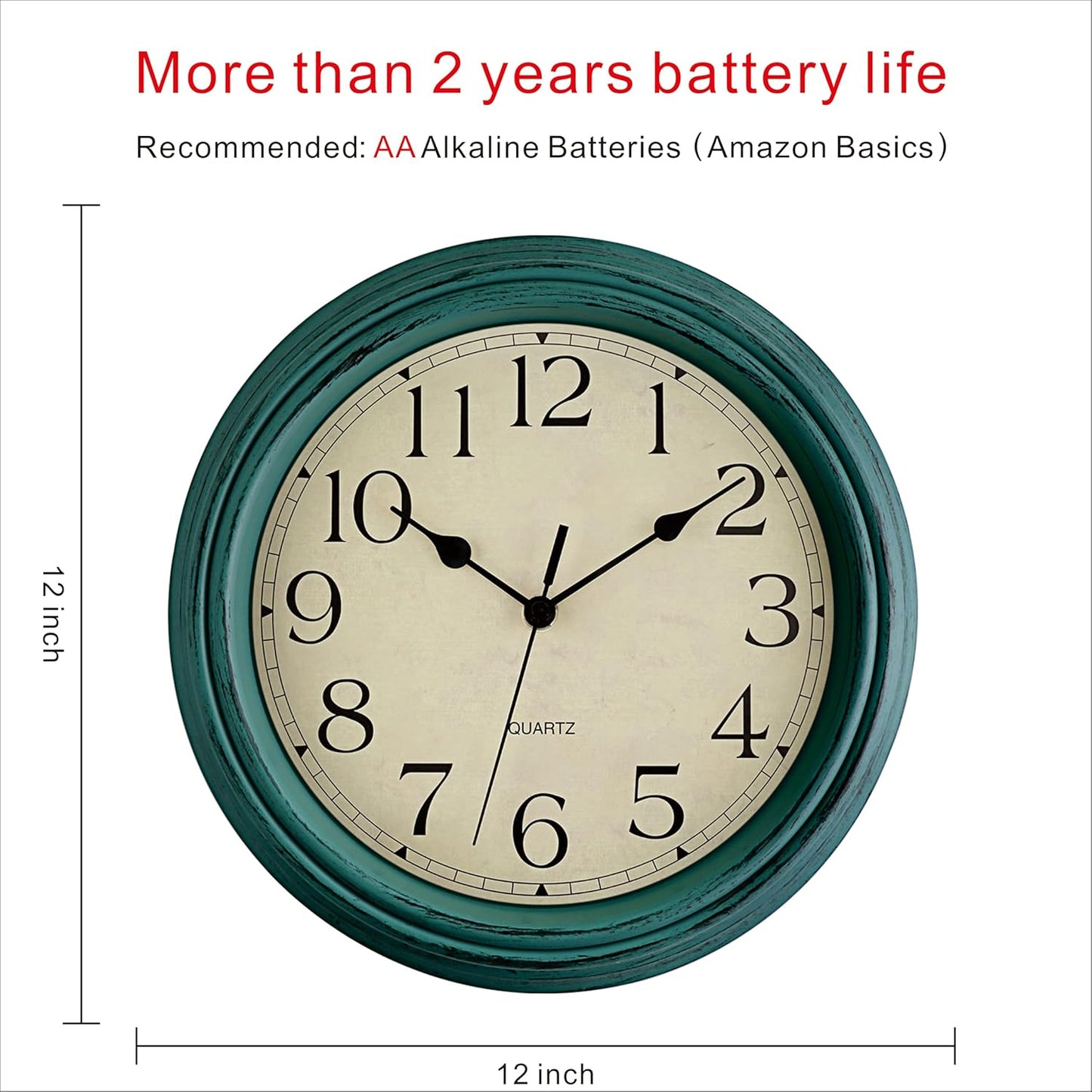Foxtop Retro Silent Non-Ticking Round Classic Clock Quartz Decorative Battery Operated Wall Clock for Living Room Kitchen Home Office 12 Inch (Bronze)