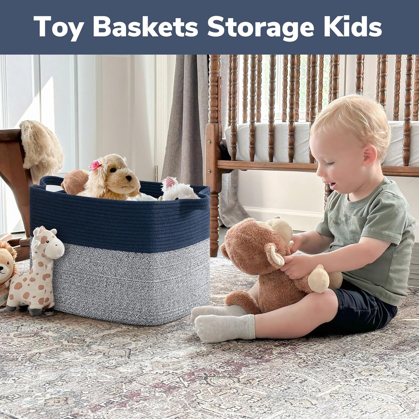 Goodpick Cube Storage Bins - Towel, Book, Cloth, Shoes, Closet Shelf Woven Baskets for Office, Baby Laundry, Toys, 13''x10''x9''