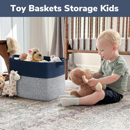 Goodpick Cube Storage Bins - Towel, Book, Cloth, Shoes, Closet Shelf Woven Baskets for Office, Baby Laundry, Toys, 13''x10''x9''
