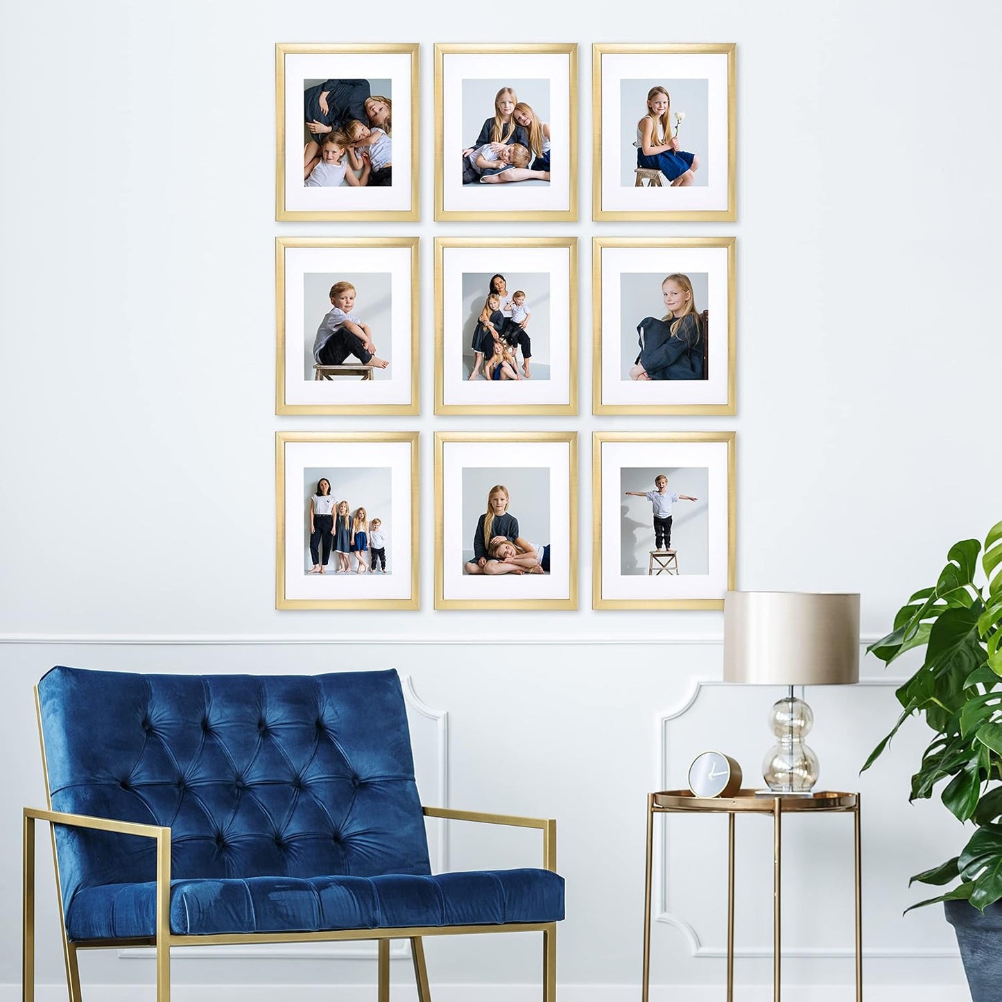 Sheffield Home 9 Piece Gallery Wall Frame Set, 11x14 in. matted to 8x10 in. (Matte Black)