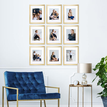 Sheffield Home 9 Piece Gallery Wall Frame Set, 11x14 in. matted to 8x10 in. (Matte Black)