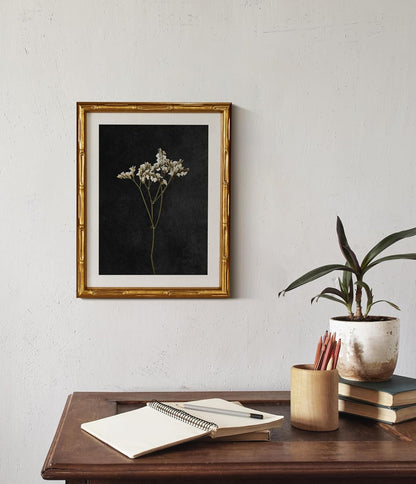 InSimSea Gold Bamboo Framed Canvas Wall Art, Retro Blue Hydrangea Botanical Prints, Antique Flowers Picture Frame with Mat, Victorian Home Wall Decor for Kitchen Living Room Bedroom, 11x14inch