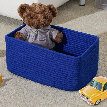 3-Pack Small Storage Baskets for Organizing | Woven Shelf Toy Basket | Rope Baskets for Gifts Empty | Closet Organizer Bins with Handles | Cube Decorative Box | 11.8×7.8×5.1” | Mixed brown