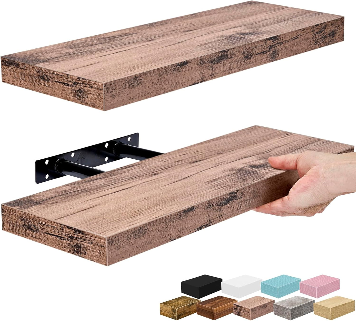 Sorbus Floating Shelves for Wall – 16 Inch Floating Shelf for Kitchen, Bedroom, Living Room, Bathroom, Home & Wall Decor - Mounted Bathroom Shelves with Invisible Brackets (Maple Wood, 2 Pack)