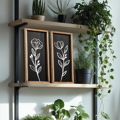 3D Floral Green Wall Art (Set of 2) Lightweight, Wooden Ready-to-Hang Boho Framed Wall Art for Bathroom, Bedroom, Living Room or Office – Premium Sage Green Farmhouse Decor – Gift-Boxed