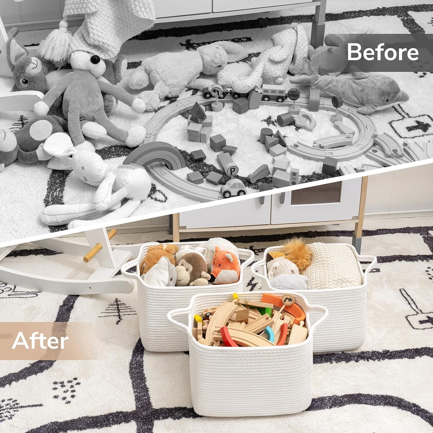 Goodpick Cube Storage Bins - Towel, Book, Cloth, Shoes, Closet Shelf Woven Baskets for Office, Baby Laundry, Toys, 13''x10''x9''