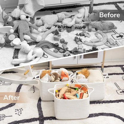 Goodpick Cube Storage Bins - Towel, Book, Cloth, Shoes, Closet Shelf Woven Baskets for Office, Baby Laundry, Toys, 13''x10''x9''