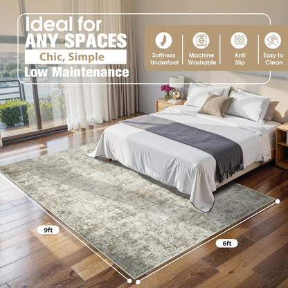 8x10 Area Rugs for Living Room Rug Washable: Abstract Large Rug for Dining Room Bedroom Carpet Non Slip 8 by 10 Indoor Modern Nursery Home Office Blue Grey