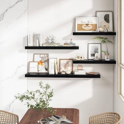 RICHFOCUS 72Inch Floating Shelves for Wall 2 Pack Shelves for Bedroom|Kitchen|Bathroom Wall Mounted Rustic Wood Floating Shelf with Invisible Brackets for Books|Storage|Decor, Rustic Brown