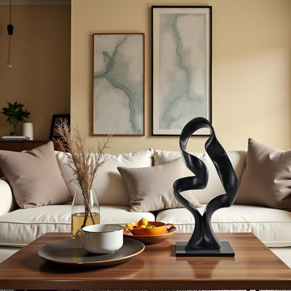 10" Modern Abstract Ribbon Decorative Sculpture, Knot Sculptures,Home Decor,Coffee Table Statues,Dining Living Room Desk Decor（White）