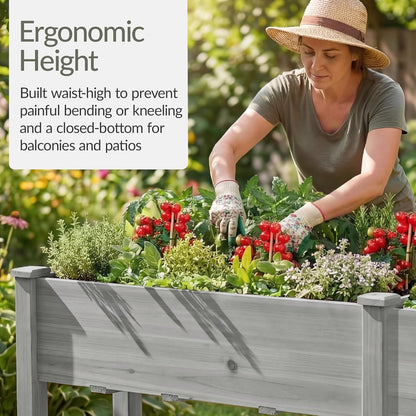 Best Choice Products 72x24x30in Raised Garden Bed, Elevated Wood Planter Box Stand for Backyard, Patio, Balcony w/Divider Panel, 6 Legs, 300lb Capacity - Natural