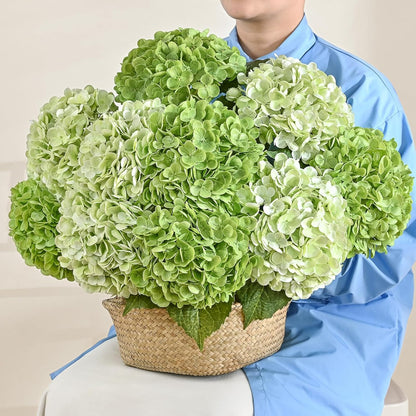 MARTINE MALL 3Pcs 21in Hydrangea Artificial Flowers, Latex Real Touch Hydrangeas Lifelike Large Hydrangea Flowers for Home Decor Party Arrangements Wedding Bouquets Centerpieces (Blue)