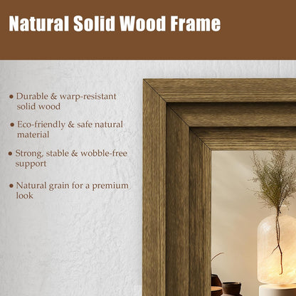 Full Length Mirror 71"x30", Large Solid Wood Frame Floor Mirror, Leaning Floor Mirror, Stable Frame, Shatterproof Glass, Modern Classic Style for Bedroom, Living Room, Entryway