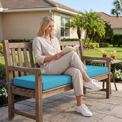 Summsun Outdoor Bench Cushion: Waterproof and Fade Resistant Patio Furniture Cushions - Non-Slip Bench Pad Cushion with Removable Cover for Garden Swing Porch Sofa Settee, 48 x 18 x 3 Inch, Black