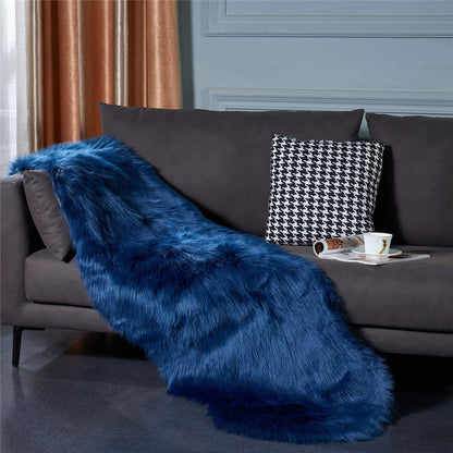 EasyJoy Ultra Soft Fluffy/Fuzzy Shaggy Area Rug Faux Fur Chair Cover Seat Pad for Bedroom Floor Sofa Living Room (2 x 6 ft Sheepskin, Beige)