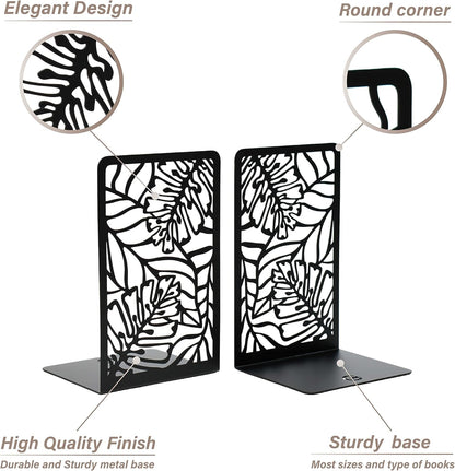 CNK Premium BookEnds - Heavy Duty Metal Book Stoppers for Home Office, Decorative Book Shelf Holders (Hummingbird Black)
