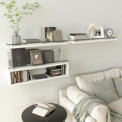 WOPITUES Floating Shelves for Wall with Cube Shelf, Wall Shelves with Metal Rail for Bathroom Decor, Bathroom Organizers and Storage, Over Toilet Shelves for Toilet Paper-Black
