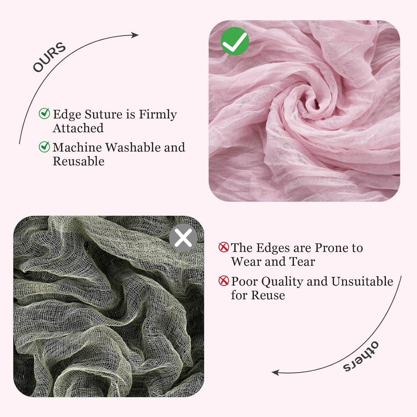 2pcs Cheesecloth Table Runner 120 Inches Pink Boho Gauze Cheese Cloth Runner 10FT Rustic Sheer Fall Table Runners for Thanksgiving Baby Shower Party Holiday Wedding Decoration