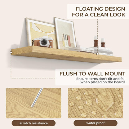 RICHFOCUS 72Inch Floating Shelves for Wall 2 Pack Shelves for Bedroom|Kitchen|Bathroom Wall Mounted Rustic Wood Floating Shelf with Invisible Brackets for Books|Storage|Decor, Rustic Brown