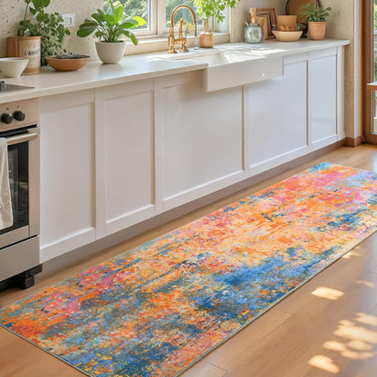 Ompaa 2x6 Rug Runners for Hallways Kitchen Runner Rug Non Slip Washable Grey Long Runner Rugs with Rubber Backing Soft Abstract Carpet Runner for Hallways, Kitchen, Bedroom, Bathroom, Entryway - Colors B