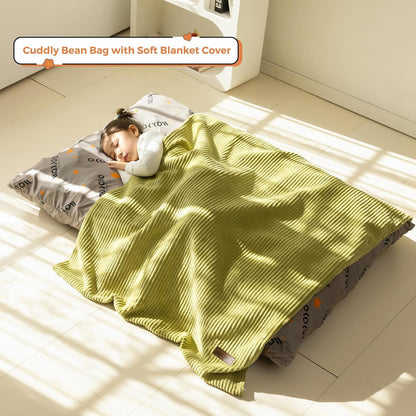 MAXYOYO 3 in 1 Kids Bean Bag Chair Couch, Convertible Chair Folds from Bean Bag to Lounger, Child Floor Sofa for Gaming, Reading, Floor Mattress with High-Density Foam Filling